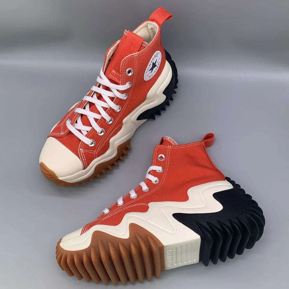 Converse Orange, White & Black Platform Run Star Hike Motion High Top Sneakers